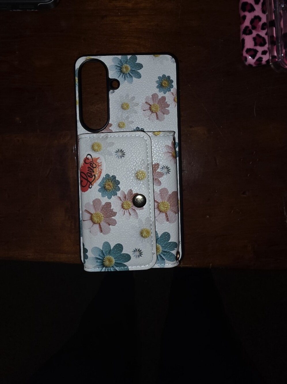 Floral Wallet Phone Case with Card Pocket - White
